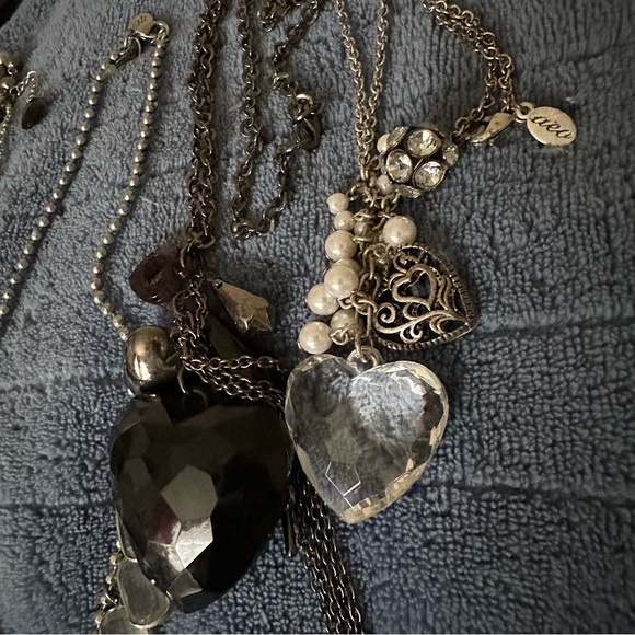 6pc Hearts Black Silver Jewel Necklace Lot - Picture 5 of 10